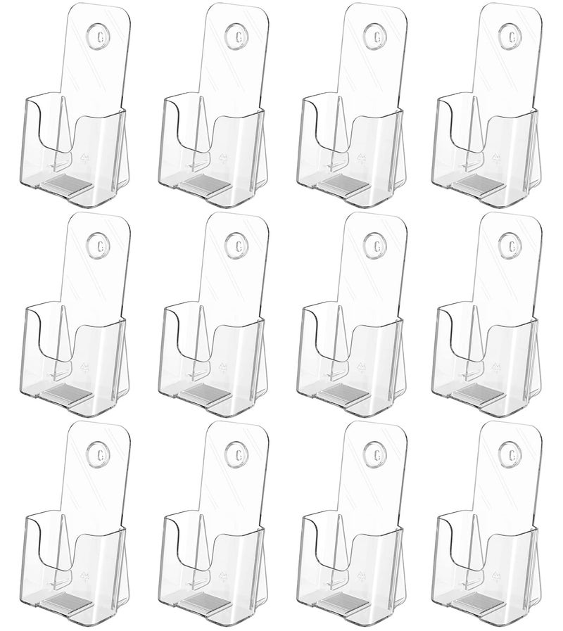 ماكسجير حامل كتيبات أكريليك من ماكس جير، حامل ثلاثي الطيات بعرض 4 بوصات، حامل بلاستيكي للمنشورات والكتيبات والنشرات الإعلانية وبطاقات العرض، حامل عرض شفاف يُثبت على الحائط، مناسب للاستخدام المكتبي أو المنزلي، عبوة من 12 قطعة - Image 1